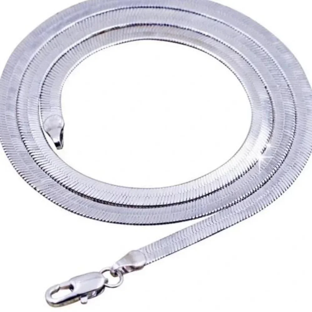 “20” NEW 925 STERLING SILVER SNAKE FLATE NECKLACE, NICE NECKLACE, CUTE NECKLACE - Picture 2 of 6